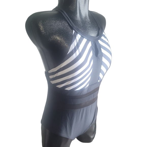 Shein Black and White Striped Swimsuit XL - Picture 3 of 5